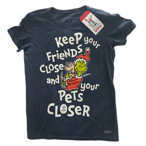 Life Is Good Dr Seuss Grinch Christmas Holiday T-Shirt Women's Small NWT
